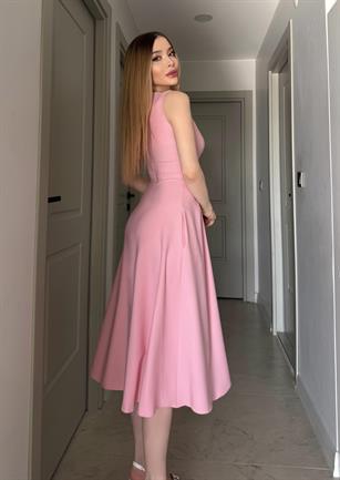 Elegance Flow Halter Midi Dress