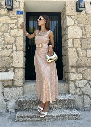 Elysia Modern Vintage Kemerli Dokuma Elbise