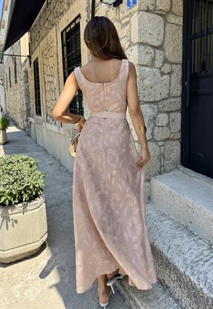 Elysia Modern Vintage Kemerli Dokuma Elbise