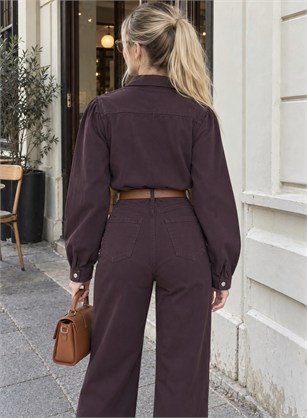 Era Denim Kemerli Premium Tulum Bordo