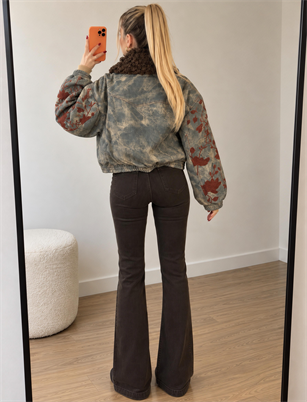 Flora Denim Effect Su Geçirmez Suni Deri Bomber Ceket