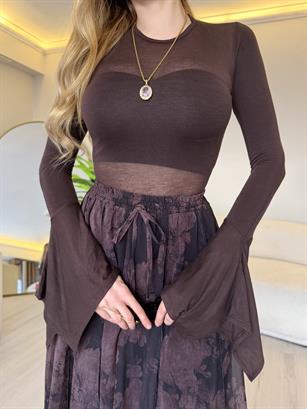 Floral Rose Asimetrik Şifon Etek 