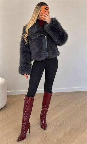 Fur Icon Asimetrik Fermuarlı Tasarım Kürk Mont
