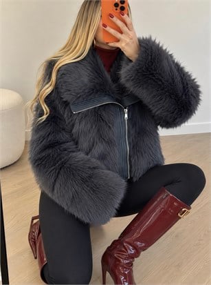 Fur Icon Asimetrik Fermuarlı Tasarım Kürk Mont