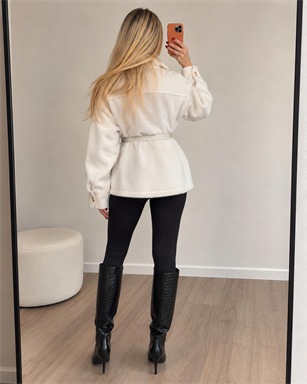 Gold Fox Kemerli Peluş Dokulu Gömlek Ceket