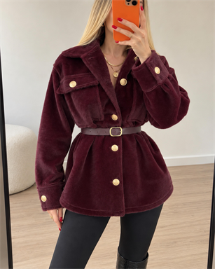 Gold Fox Kemerli Peluş Dokulu Gömlek Ceket