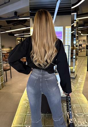 Grey Layer High Rise Flare Jean Pantolon(Kemer Dahil Değildir)