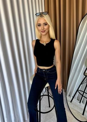 Halter Yaka Fitilli Likralı Crop