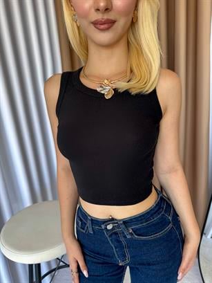 Halter Yaka Fitilli Likralı Crop