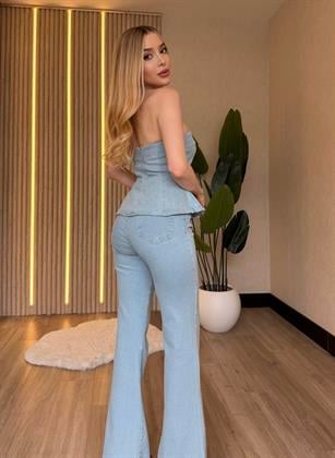 İce blue Shine Strapless Takım