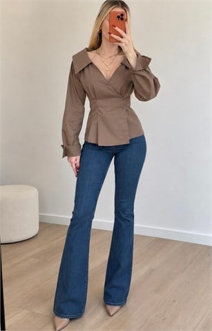 İkonik Form Kruvaze Poplin Gömlek