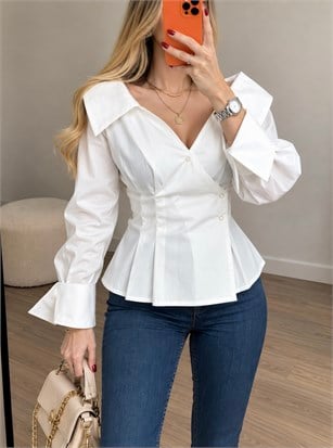 İkonik Form Kruvaze Poplin Gömlek