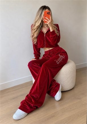 Juicy Mood Kadife Taş Detaylı Takım
