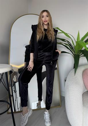 Kadife Kumaş 3lü Lumière Luxe Set Siyah