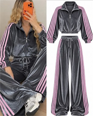 Luxe Sport Dört Şerit Kadife Takım