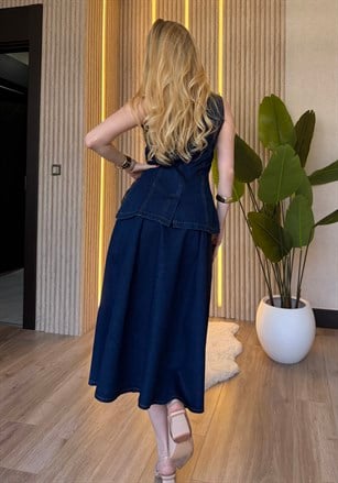 Madame Denim Gold Düğmeli Takım