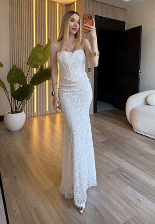 Mon Cherie Premium Dantel Korsaj Maxi Elbise