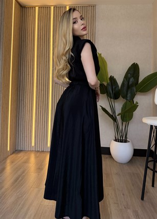 Monaco Chic Gold Tokalı Midi Elbise