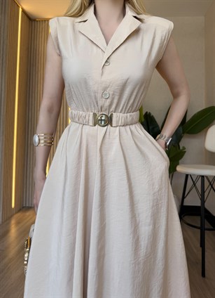 Monaco Chic Gold Tokalı Midi Elbise