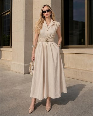 Monaco Chic Gold Tokalı Midi Elbise