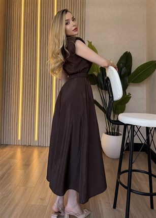 Monaco Chic Gold Tokalı Midi Elbise