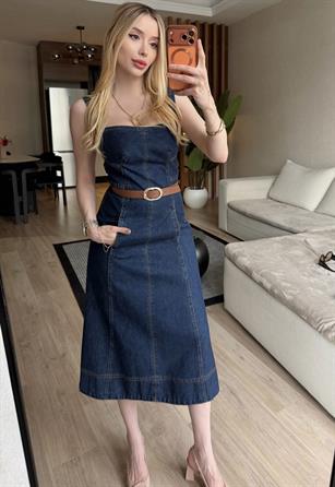 Monroe Denim Midi Elbise