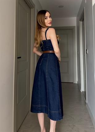 Monroe Denim Midi Elbise