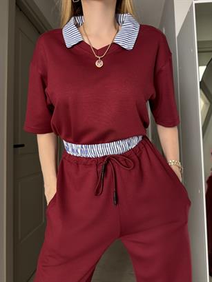 Polo Yaka Çizgi Detaylı Royal Stripe Takım