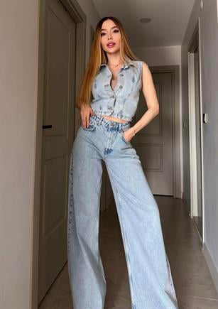 Retro Muse Denim Yelek Takım