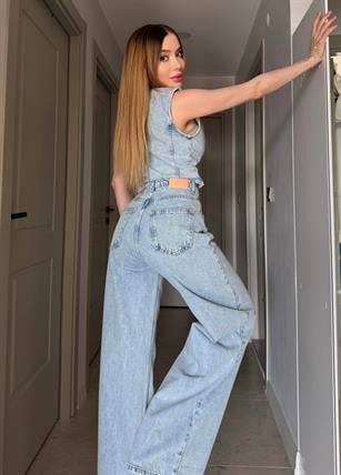 Retro Muse Denim Yelek Takım