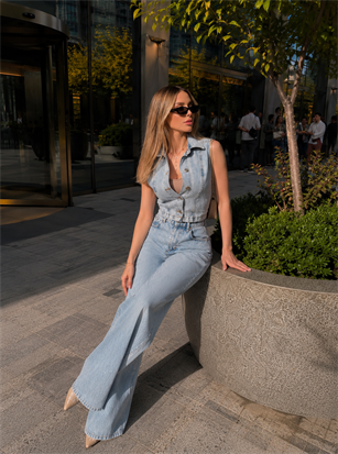 Retro Muse Denim Yelek Takım