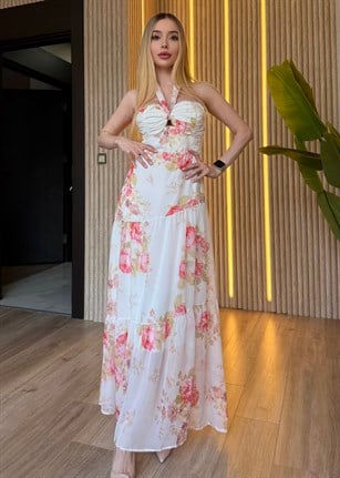 Rose Bloom Maxi Elbise