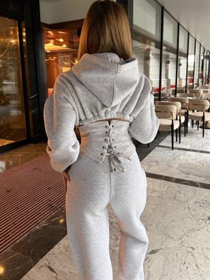 Üç İplik Soft Line Kapüşonlu Corset Detail Takım