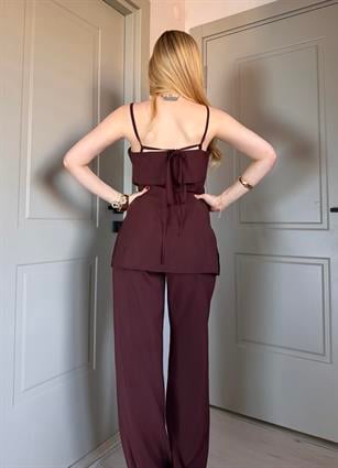 Valencia Soft Touch Bağlama Detaylı Takım Acı Kahve