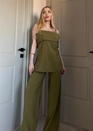 Valencia Soft Touch Bağlama Detaylı Takım Yağ Yeşili