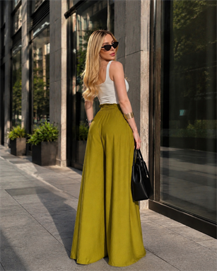Yanları Cepli, Bağlama Detaylı SilkTouch Wide Elegance Pantolon