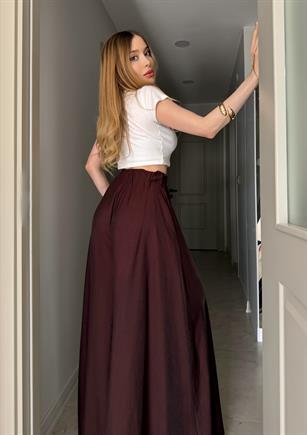 Yanları Cepli, Bağlama Detaylı SilkTouch Wide Elegance Pantolon