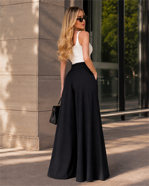 Yanları Cepli, Bağlama Detaylı SilkTouch Wide Elegance Pantolon