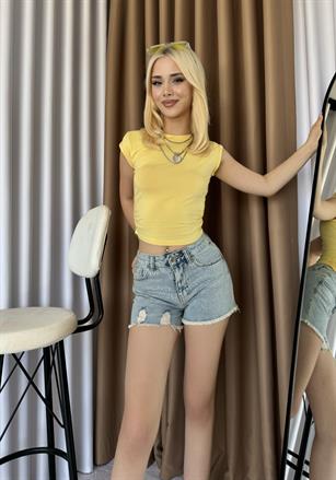 Yanları Drapeli Basic Crop