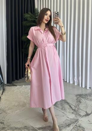Yazlık Midi Poplin Elbise – Cepli & Kemerli