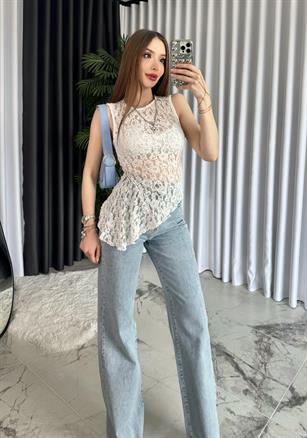 Yüksek Bel Palazzo Nexa Wide Leg Jean