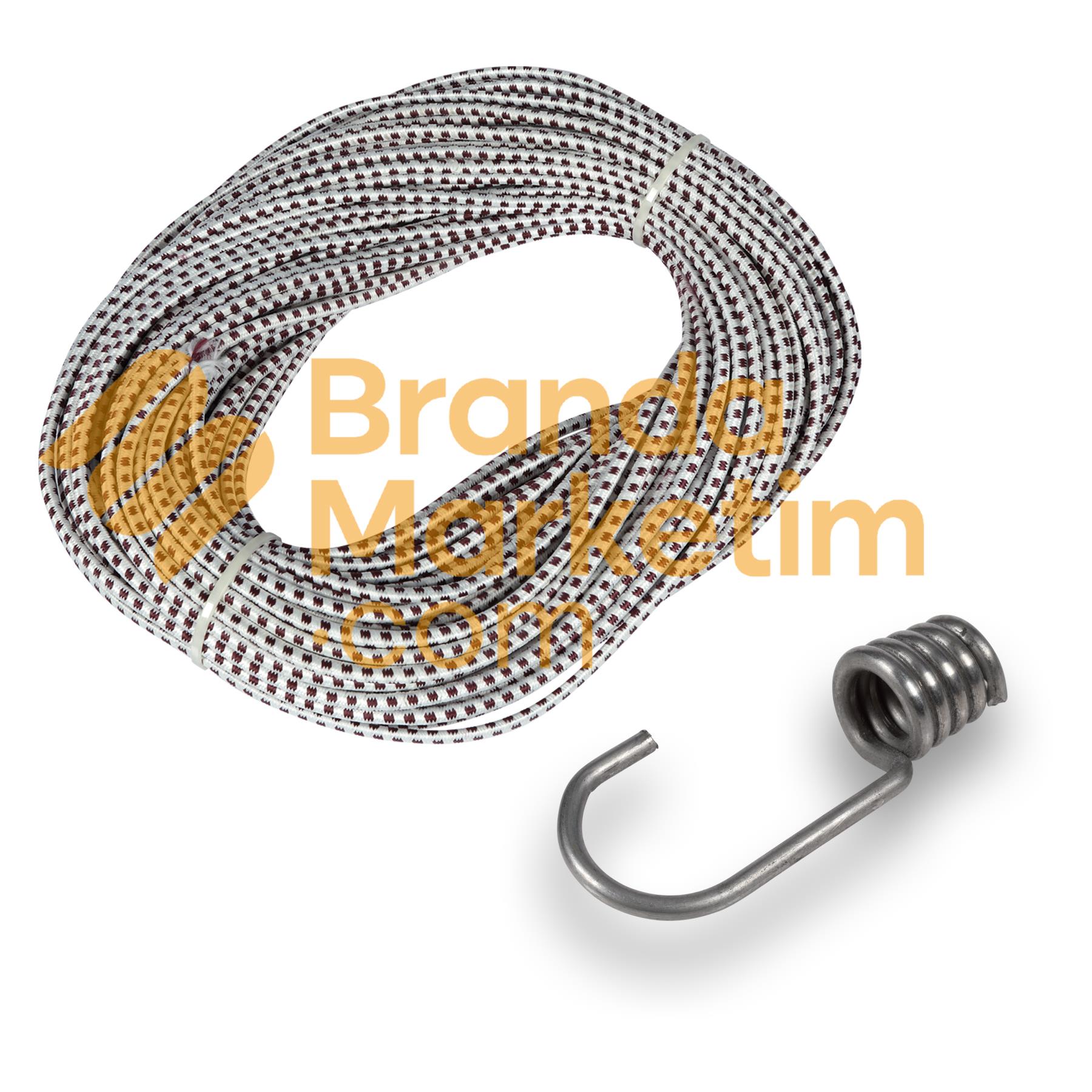 Çadır Branda Gergi Lastiği İp 20 Mt+ 10 Adet Metal Lastik Kancası