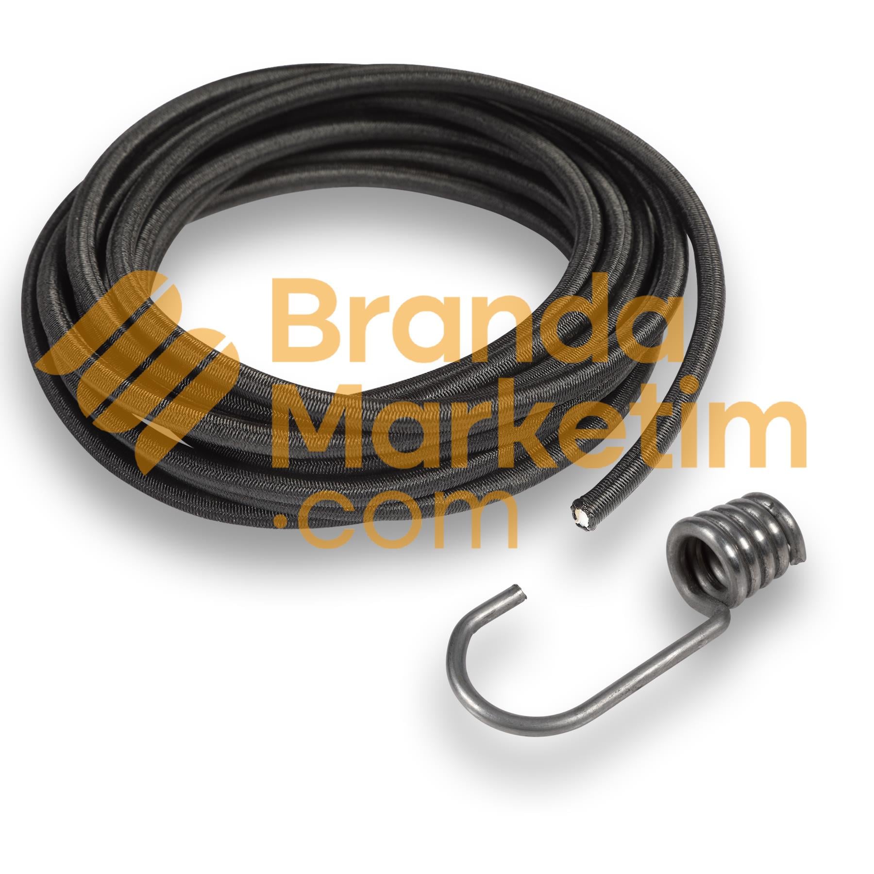 Çadır Branda Gergi Lastiği İp Siyah 10 Mt+ 10 Adet Metal Lastik Kancası