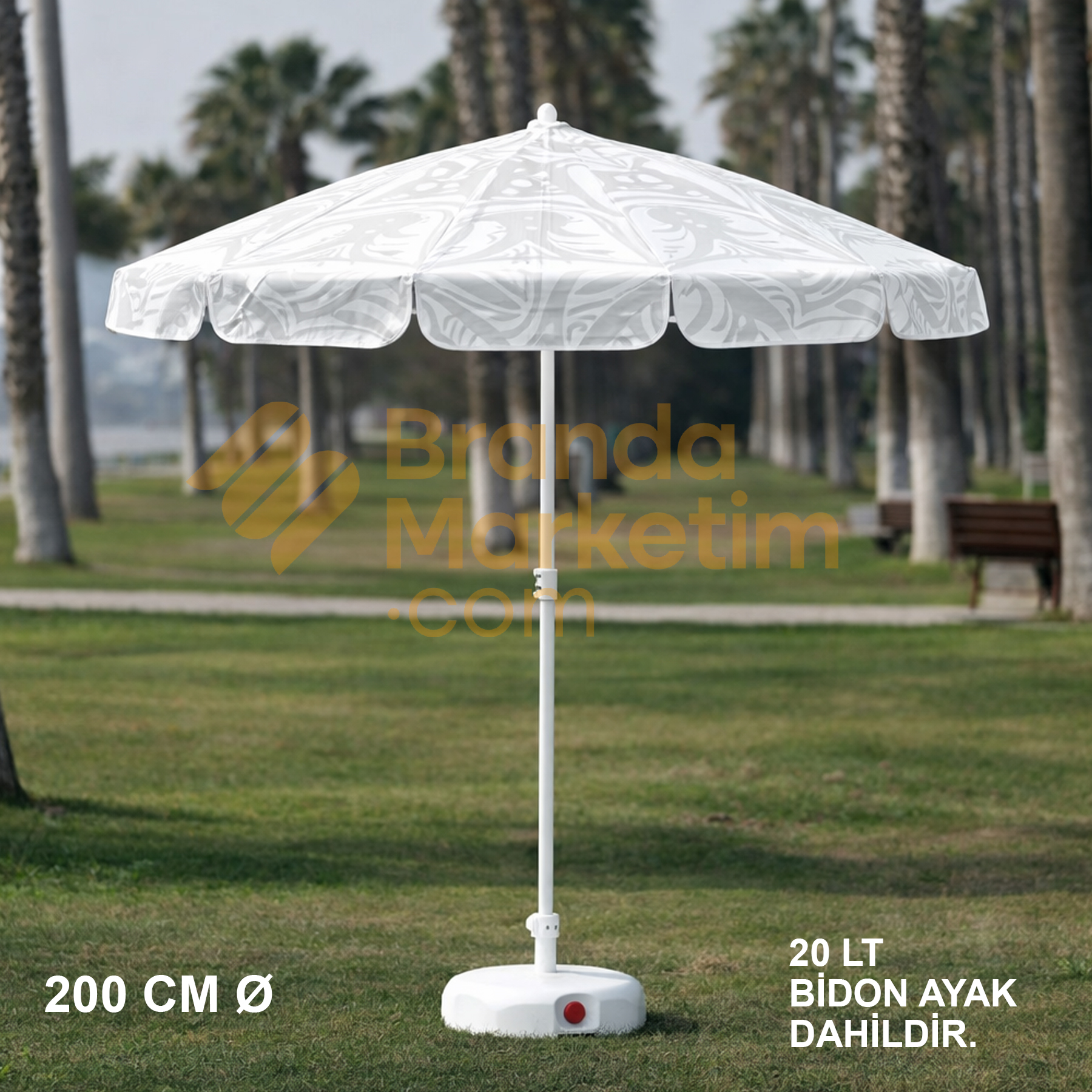 Lacivert Plaj Şemsiyesi 200 Cm Ø (Bidon Ayak Dahil)
