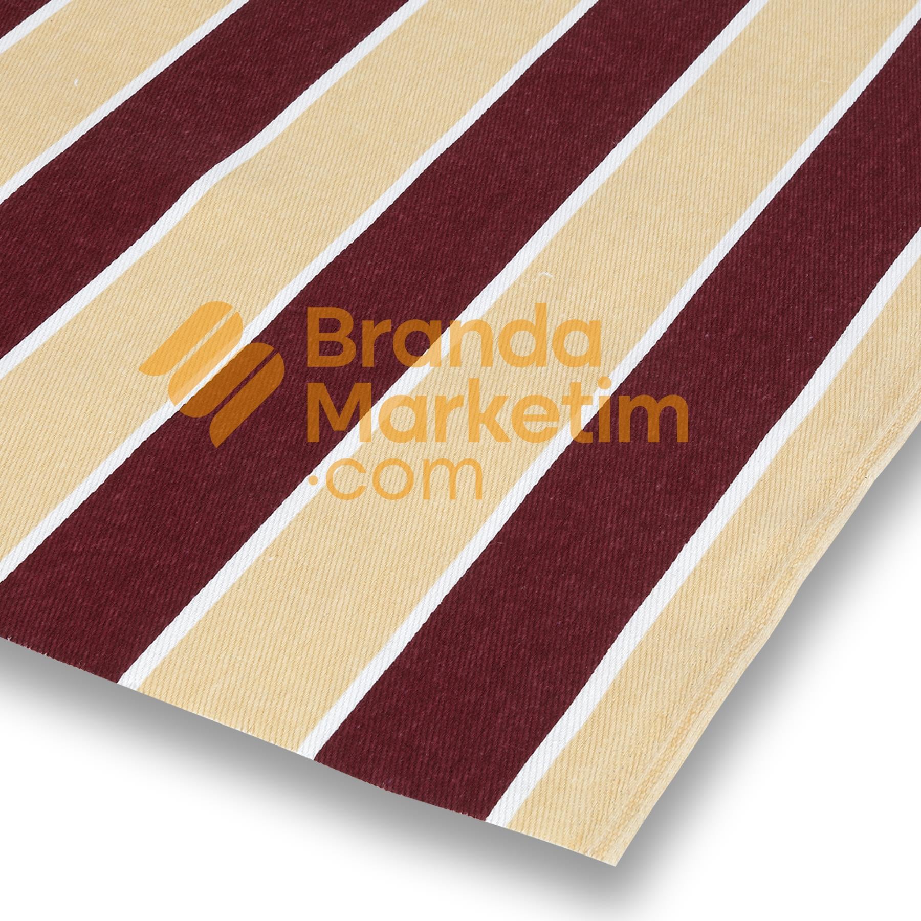 Pamuklu Balkon Brandası/Krem-Bordo Çizgili