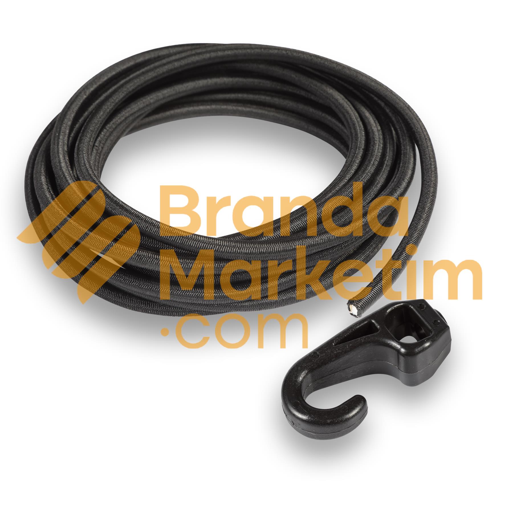 Tent Tarpaulin Elastic Cord Rope Black 10 mt+ 10 pieces of plastic rubber hook