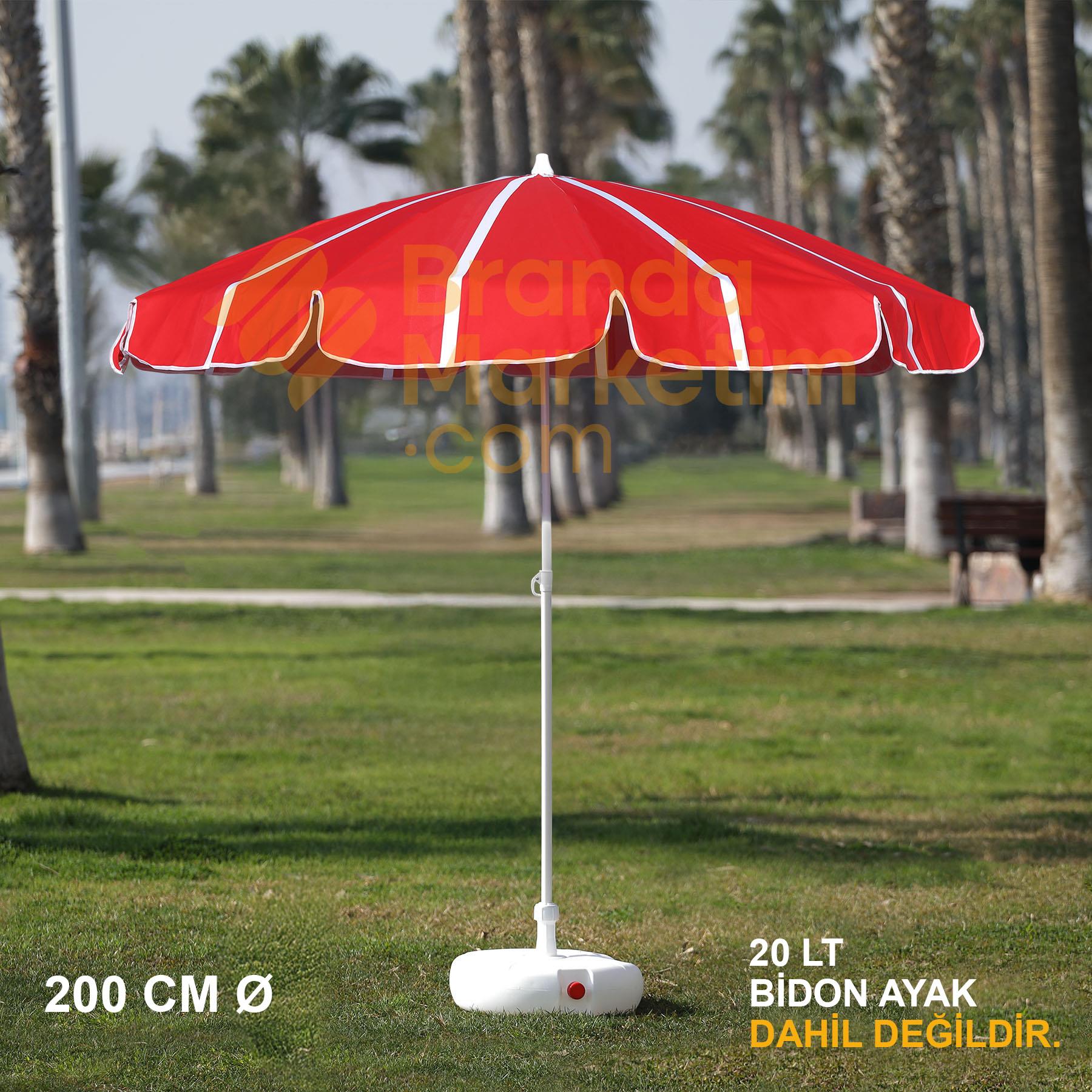 Red - White Beach Umbrella 200 Cm Ø