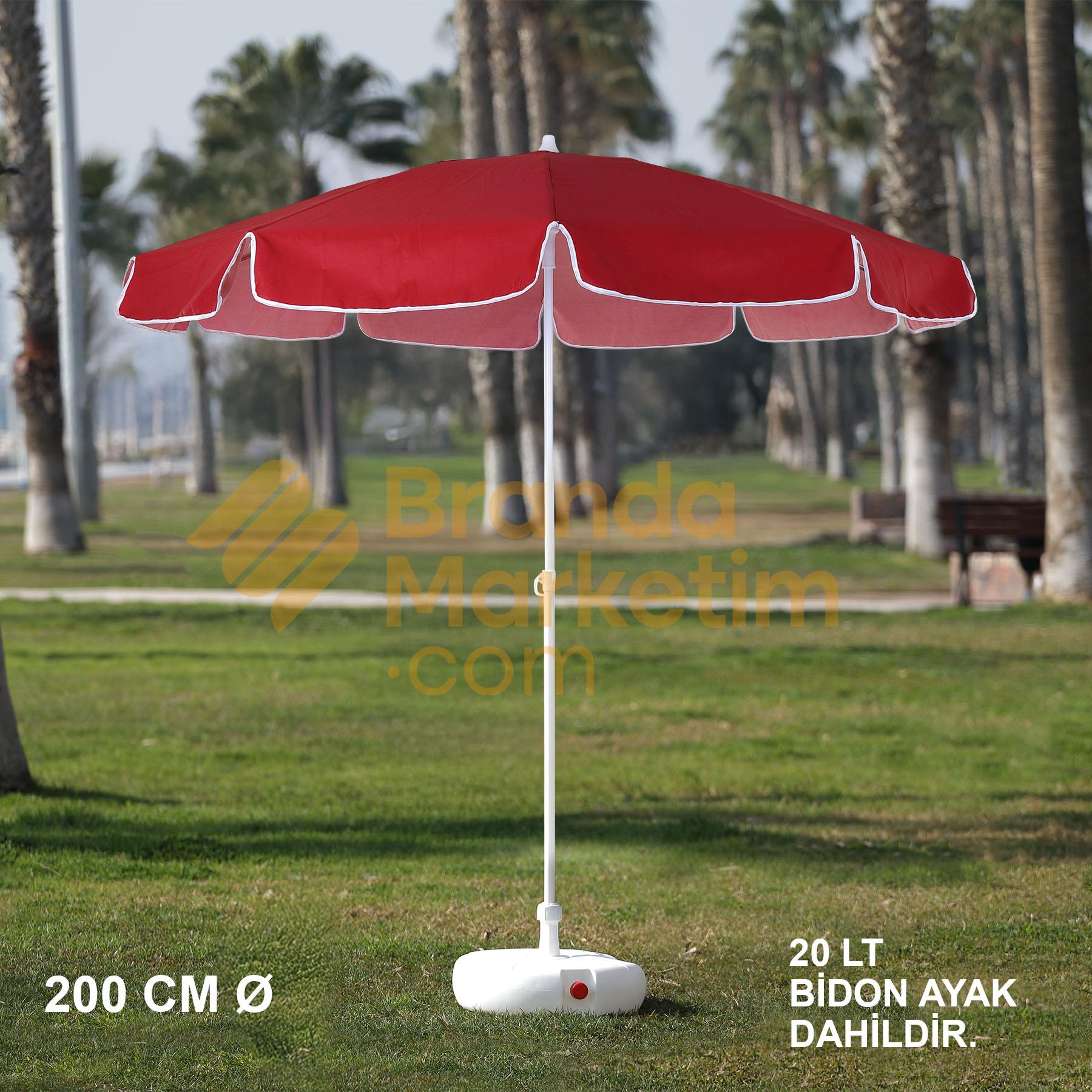 Thick Striped Red - White Beach Umbrella 200 Cm Ø (Including Foot)