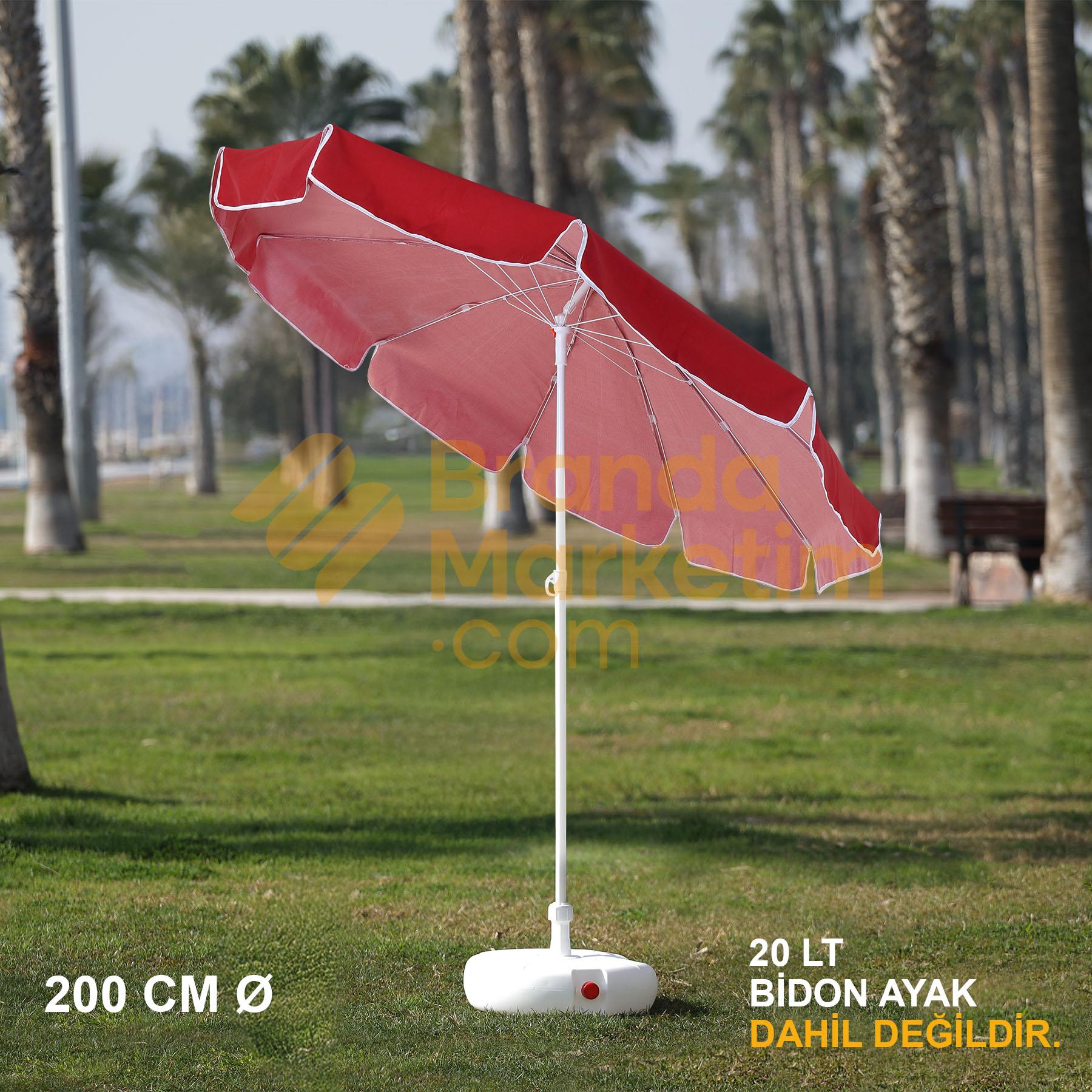 Thick Striped Red - White Beach Umbrella 200 Cm Ø