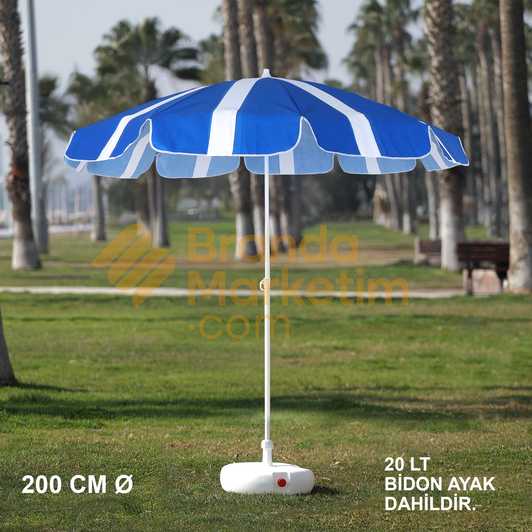 White Patterned Beach Umbrella 200 Cm Ø (Including Foot)